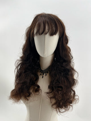Curly brown lace front human hair wig