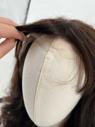 Curly brown lace front human hair wig