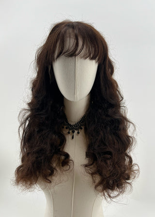 Curly brown lace front human hair wig