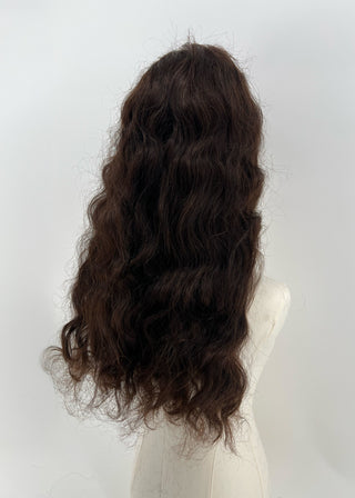 Curly brown lace front human hair wig
