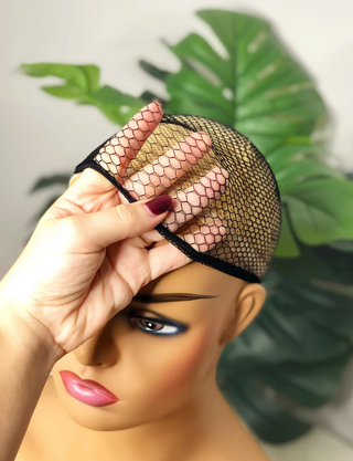 Black fishnet wig caps
